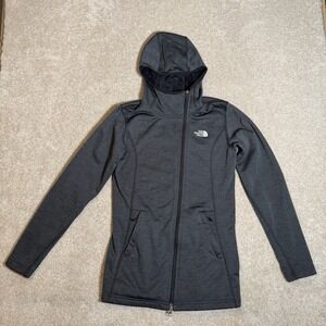 The North Face Womens Hoodie Small Sherpa Lined Full Zip Fuzy Pullover Gray